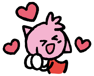 A doodle-like LINE sticker of Amy smiling with a bunch of hearts around her.