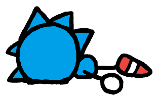 A doodle-like LINE sticker of Sonic face-down on the ground.