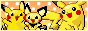 Pichu and Pikachu in front of a yellow polka-dot background.