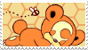 Teddiursa sleeping on a honeycomb background with a bumblebee flying by.